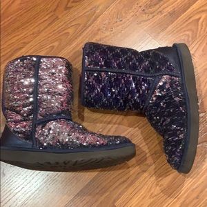 UGG Blue Sequin Classic Short Boots